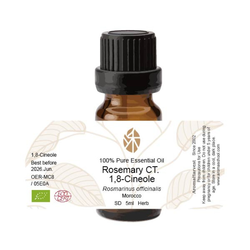 沐禾芳療 AromaHarvest 台灣唯一 Ecocert 完全有機認證 療效實證資料庫的精油品牌_桉油醇迷迭香精油 Rosemary CT. 1,8-Cineole